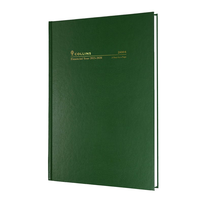 COLLINS 24M4P40 FINANCIAL YEAR DIARY 2 DAYS TO PAGE A4 GREEN