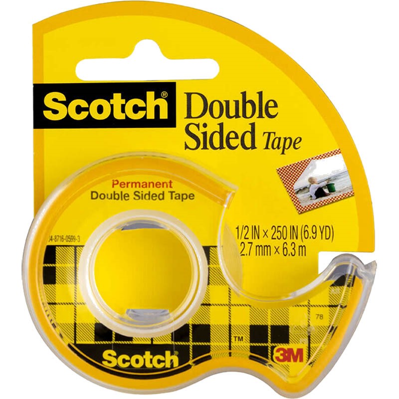 SCOTCH DOUBLE SIDED TAPE 136 P 127MM X 63 METRE CARDED DISPENSER ROLL