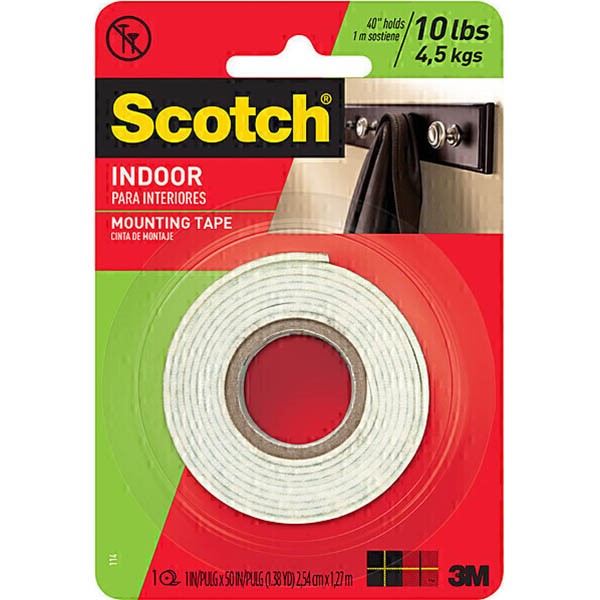 SCOTCH 114 DOUBLESIDED MOUNTING TAPE 254MM X 127M WHITE
