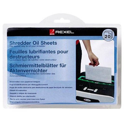 REXEL SHREDDER OIL SHEETS PACK 20