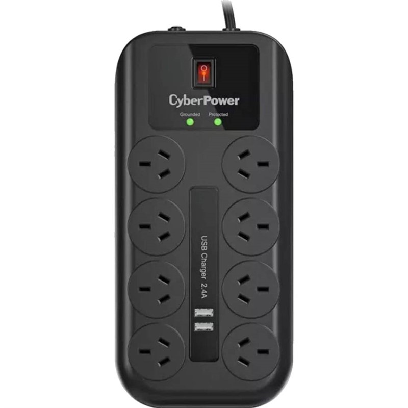 CYBERPOWER CPSURGE08USBANZ SURGE PROTECTOR 8PORT 2M BLACK