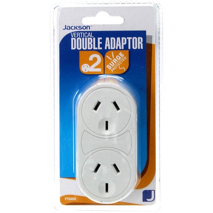 JACKSON POWER ADAPTOR SURGE PROTECTED DOUBLE VERTICAL WHITE