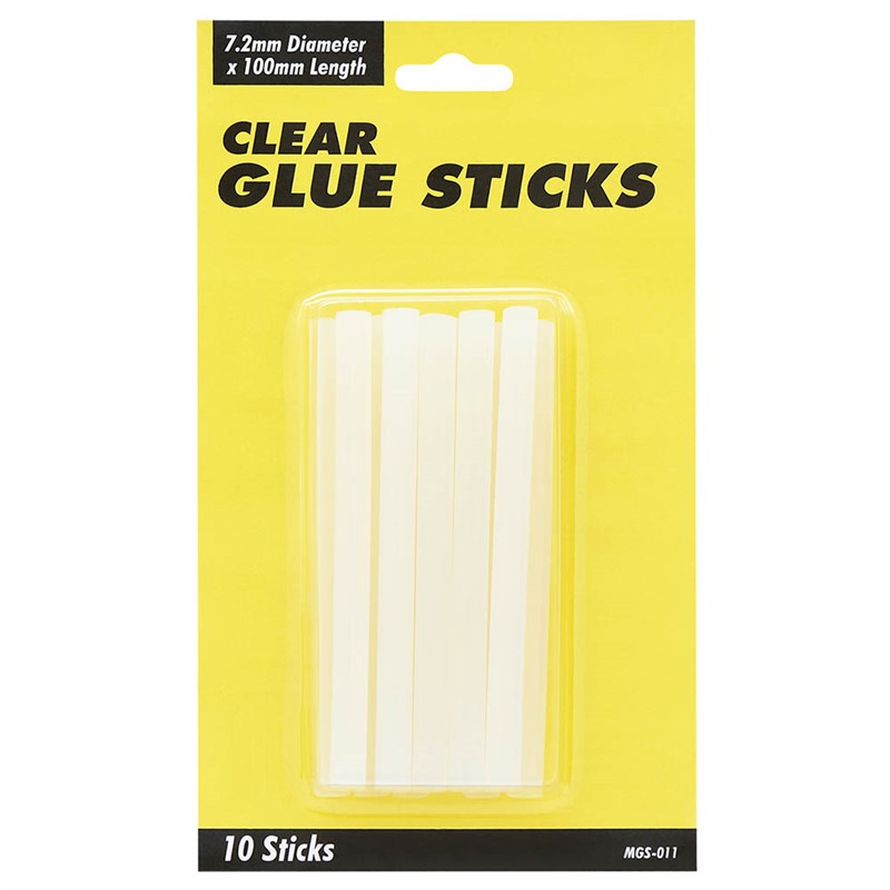 UHU MINI GLUE GUN STICKS 72 X 100MM CLEAR PACK 10