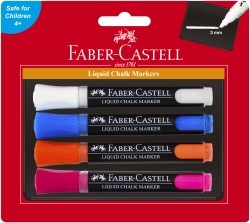 MARKER LIQUID CHALK FABERCASTELL ASST PK4