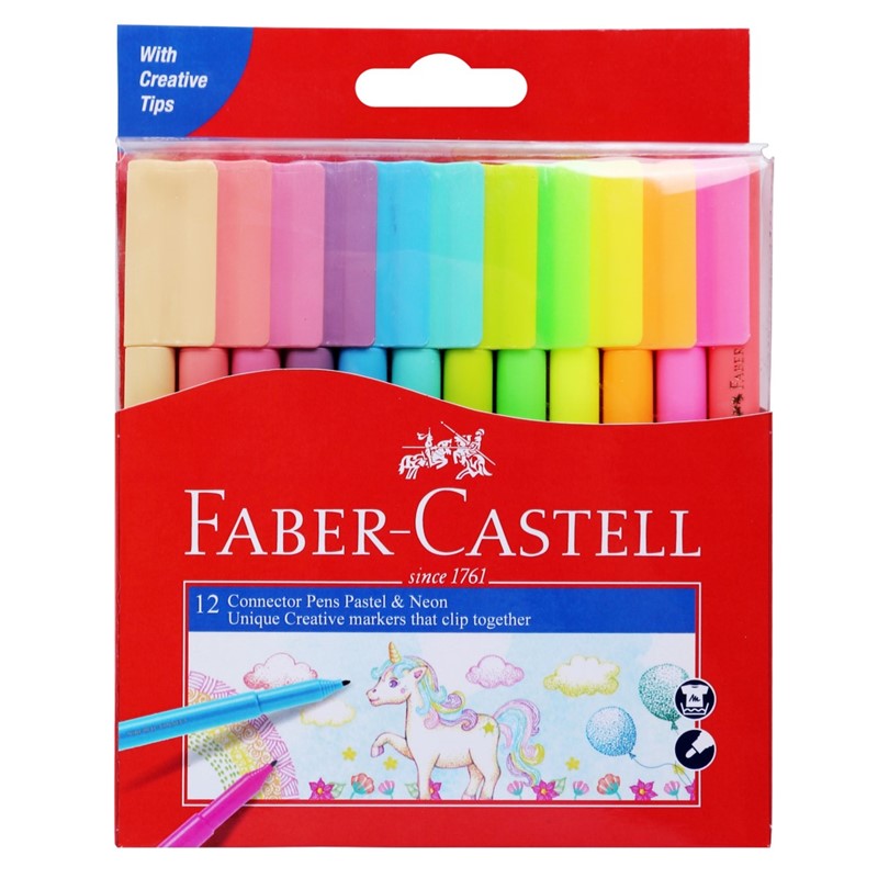 MARKER FABERCASTELL CONNECTOR PEN PASTEL  NEON ASSTD PK12