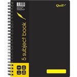 QUILL Q596 5SUBJECT NOTE BOOK SPIRALBOUND 70GSM A4 250 PAGE BLACK