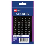 AVERY 932443 MULTIPURPOSE STICKERS 1500 12 X 12MM WHITE ON BLACK PACK 500