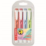 STABILO SWING COOL HIGHLIGHTER CHISEL PASTEL SET 1 ASSORTED PACK 4
