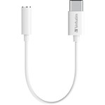 VERBATIM AUDIO JACK CABLE USBC TO 35MM 100MM WHITE