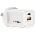 VERBATIM USB GAN CHARGER 2 PORT 35W USB AC WHITE