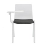 RAPIDLINE ACADEMY STACKING CHAIR WITH BLACK SEAT PAD AND TABLET ARM 610 X 530 X 800MM WHITE