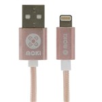 MOKI SYNCHARGE BRAIDED CABLE USBA TO LIGHTNING 900MM ROSE GOLD