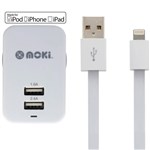 MOKI WALL CHARGER AND SYNCHARGE CABLE USBA TO LIGHTNING 150MM WHITE