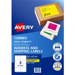 AVERY 36102 L7165FY HIGH VISIBILITY SHIPPING LABEL LASER 8UP FLUORO YELLOW PACK 25