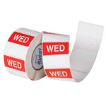 AVERY 937338 REMOVABLE DAY LABEL WEDNESDAY 40 X 40MM REDWHITE BOX 500