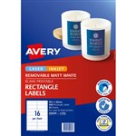 AVERY 959048 L7162REV REMOVABLE MULTIPUROSE LABEL LASERINKJET 16UP MATT WHITE PACK 25