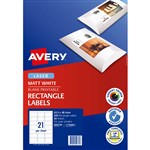 AVERY 959774 L7160CL MULTIPURPOSE PHOTO QUALITY LABEL LASER 21UP MATT WHITE PACK 20