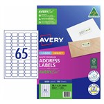 AVERY 959071 L7651 QUICK PEEL ADDRESS LABEL WITH SURE FEED LASER 65UP WHITE PACK 100