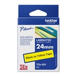 BROTHER TZE651 LAMINATED LABELLING TAPE 24MM BLACK ON YELLOW