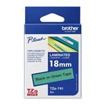 BROTHER TZE741 LAMINATED LABELLING TAPE 18MM BLACK ON GREEN