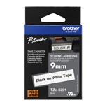 BROTHER TZES221 STRONG ADHESIVE LABELLING TAPE 9MM BLACK ON WHITE