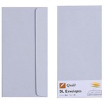 QUILL DL COLOURED ENVELOPES PLAINFACE STRIP SEAL 80GSM 110 X 220MM GREY PACK 25