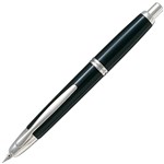 PILOT CAPLESS SILVER ACCENT FOUNTAIN PEN BLACK BARREL FINE NIB BLACK INK