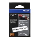 BROTHER TZEFX211 FLEXIBLE LABELLING TAPE 6MM BLACK ON WHITE