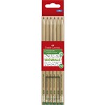 FABERCASTELL NATURAL GRAPHITE PENCILS WITH ERASER TIP HB PACK 6