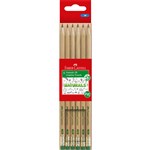 FABERCASTELL NATURAL GRAPHITE PENCILS WITH ERASER TIP 2B PACK 6