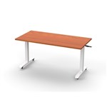 RAPIDLINE BOOST HEIGHT ADJUST FLIP TOP TABLE 1500 X 750 X 725MM CHERRY TOP AND WHITE PC FRAME