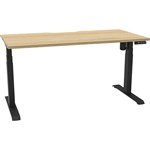 RAPIDLINE BOOST LIGHT SINGLE SIDED WORKSTATION 1500MM NATURAL OAK TOP  BLACK FRAME