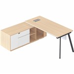 RAPIDLINE CASA EXECUTIVE WORKSTATION WITH ETERNITY END LEG LHC NATURAL OAKBLACK