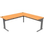 RAPID SPAN C LEG DESK AND RETURN WITH METAL MODESTY PANEL 1800 X 1800 X 730MM BEECHSILVER