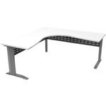 RAPID SPAN DELUXE CORNER WORKSTATION WITH METAL MODESTY PANEL 1500 X 1500 X 750MM WHITESILVER