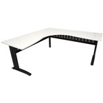 RAPID SPAN CORNER WORKSTATION WITH METAL MODESTY PANEL 1500 X 1500 X 700MM NATURAL WHITEBLACK