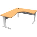 RAPID SPAN CORNER WORKSTATION WITH METAL MODESTY PANEL 1800 X 1200 X 700MM BEECHWHITE