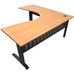 RAPID SPAN CORNER WORKSTATION WITH METAL MODESTY PANEL 1800 X 1500 X 700MM BEECHBLACK