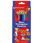 TEXTA MAXI SIZE TRIANGULAR COLOURED PENCILS ASSORTED PACK 10