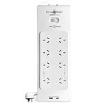 POWERSHIELD PSZ8U2 ZAPGUARD 8 WAY POWER SURGE FILTER BOARD WITH 2 X USB WHITE