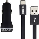 MOKI CAR CHARGER AND SYNCHARGE CABLE USBA TO USBC 900MM BLACK