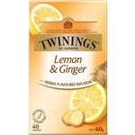 TWININGS TEA BAGS HERBAL INFUSION LEMON AND GINGER PACK 40