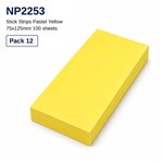 WRITER STICKY STRIPS 75 X 125MM 100 SHEETS PASTEL YELLOW PACK 12