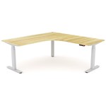 OLG AGILE ELECTRIC TRIPLE 3 COLUMN WORKSTATION LH 1800 X 1800 X 750MM WHITE FRAME NEW OAK TOP