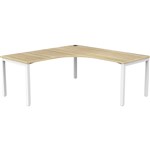 OLG AXIS SINGLE SIDED 90 DEGREE WORKSTATION LEFT HAND RETURN 1800 X 1800 X 750MM WHITE FRAME NEW OAK TOP