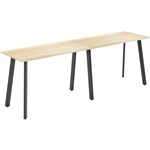 OLG FLARE BAR LEANER 6 LEG BLACK FRAME 3000MM X 750MM NEW OAK RAVINE 2PIECE TOP