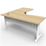 RAPID SPAN DELUXE CORNER WORKSTATION WITH METAL MODESTY PANEL 1500 X 1500 X 730MM NATURAL OAKWHITE