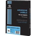 OLYMPIC ADHESIVE MULTIPURPOSE LABELS SQUARE CORNERS 16UP 105 X 37MM WHITE BOX 100