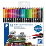 STAEDTLER 3187 DOUBLEENDED PERMANENT PENS ASSORTED BOX 36
