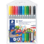 STAEDTLER 320 NORIS CLUB DUAL NIB FIBRE TIP PENS 1030MM ASSORTED WALLET 12